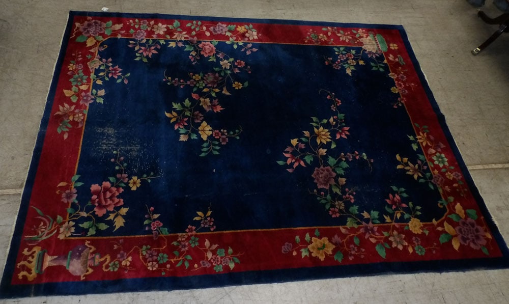 8' 9" x 11' 4" Antique Handmade Chinese Art Deco Rug (1 of 11)