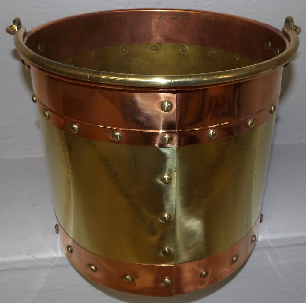 Polished & Brass Bound Copper Bucket (1 of 2)