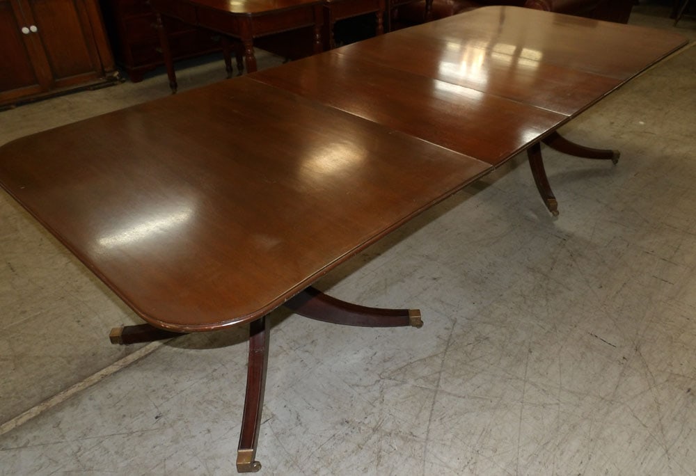 Mahogany Two Pedestal Dining Table with Two Leaves (1 of 5)