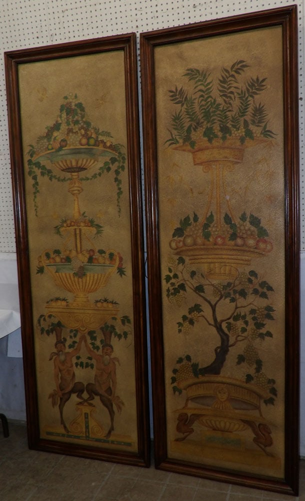 Pair of Painted Mahogany Framed Wall Panels by Theodore Alexander (1 of 7)
