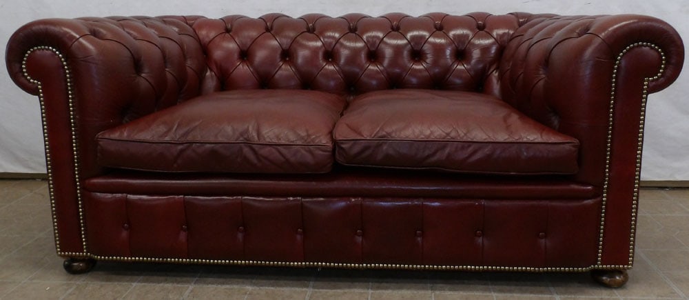 Red Leather Chesterfield Loveseat (1 of 6)