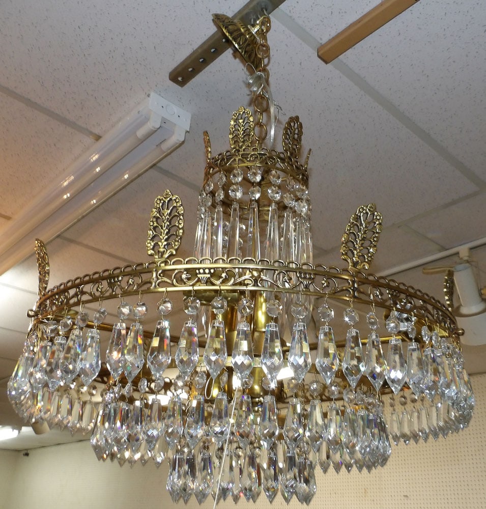Five Light Crystal & Bronze Chandelier (1 of 7)