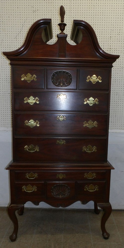 Mahogany Three Part Bonnet Top Highboy by Henkel Harris (1 of 10)