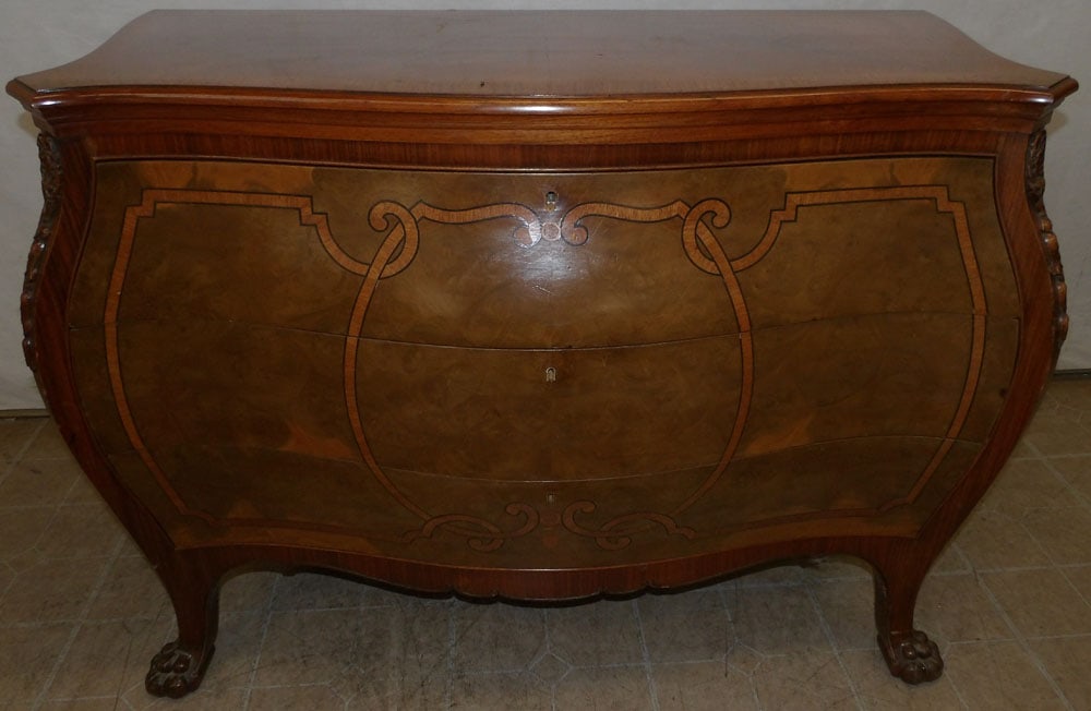 Rosewood & Burled Walnut Inlaid Three Drawer Bombay Commode (1 of 7)
