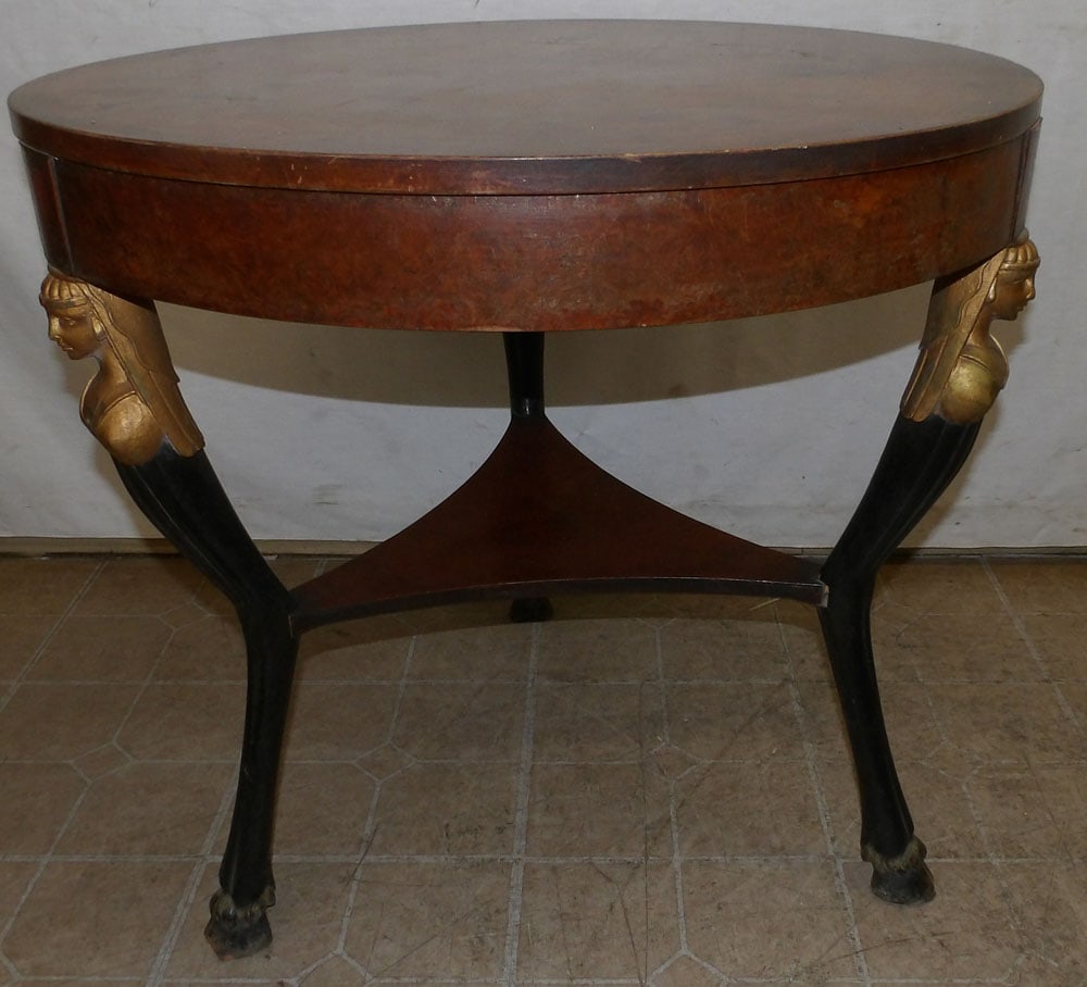 Burl Walnut & Paint Decorated Neoclassical Style Center Table (1 of 5)