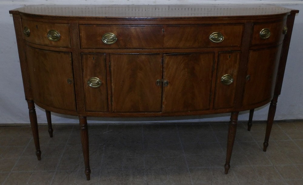 19th Century Mahogany Bow Front Sideboard with Cellarette Drawers (1 of 13)