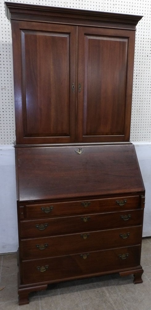 Mahogany Two Part Slant Front Secretary by Craftique: Mahogany Two Part Slant Front Secretary by Craftique . 39 1/2" W 21" D 82" H