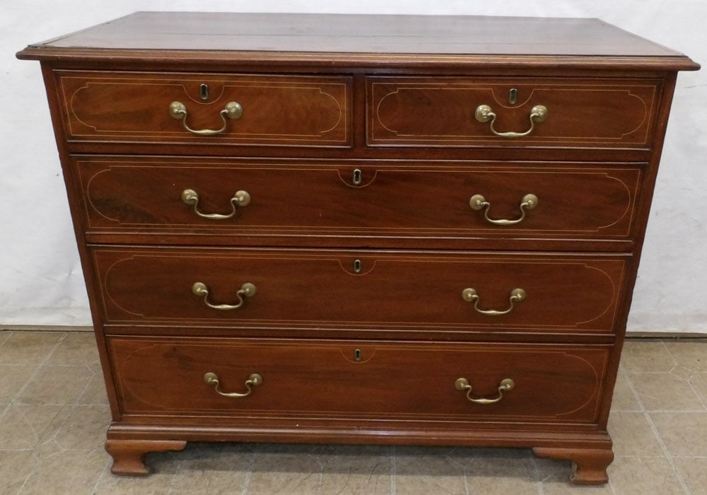 19th Century Mahogany Inlaid 2/3 Drawer Chest (1 of 8)