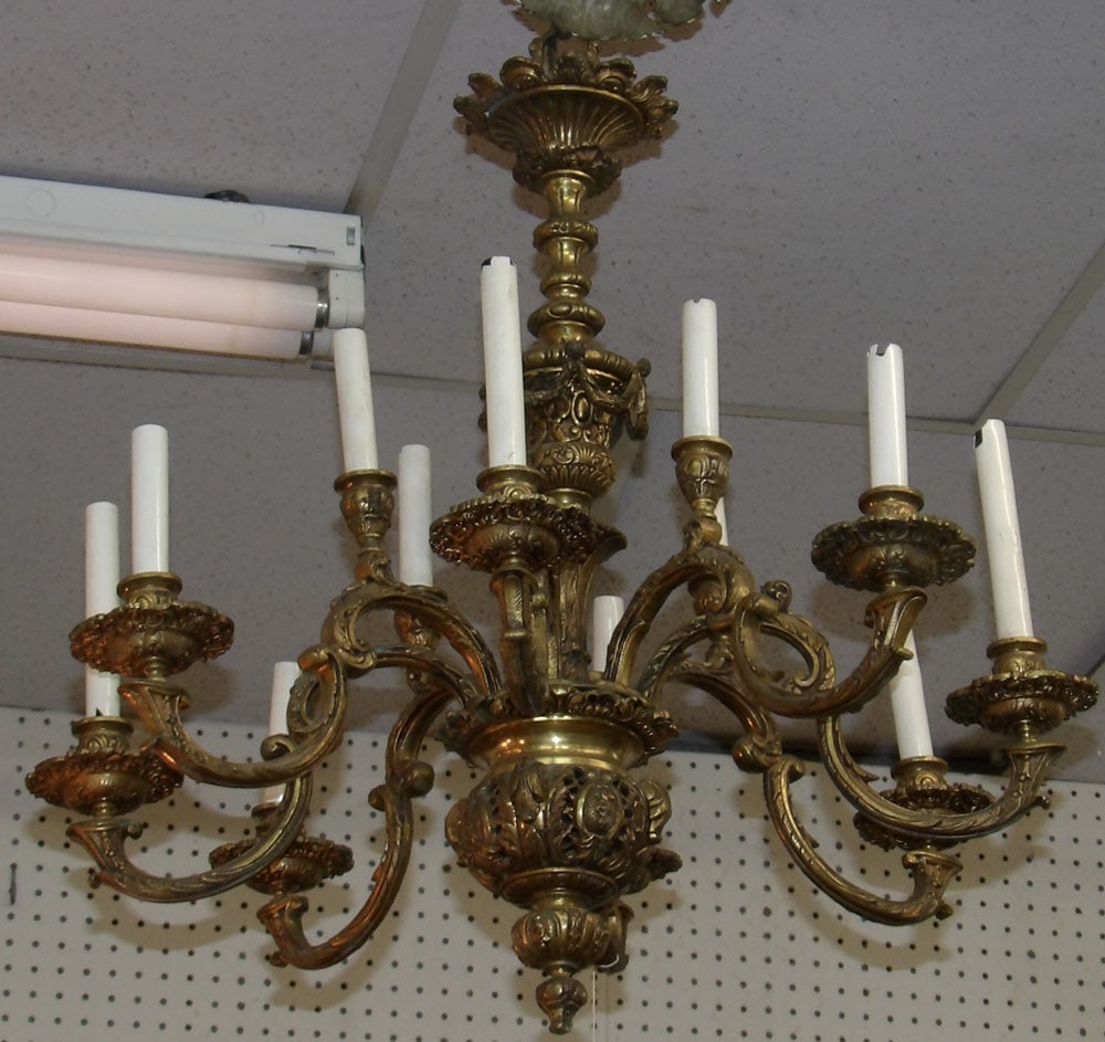 Antique Twelve Light Bronze Chandelier: Antique Twelve Light Bronze Chandelier . 26" Dia. 25" H