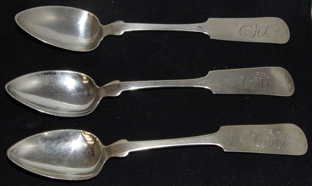 Three Antique Coin Silver Spoons (1 of 3)