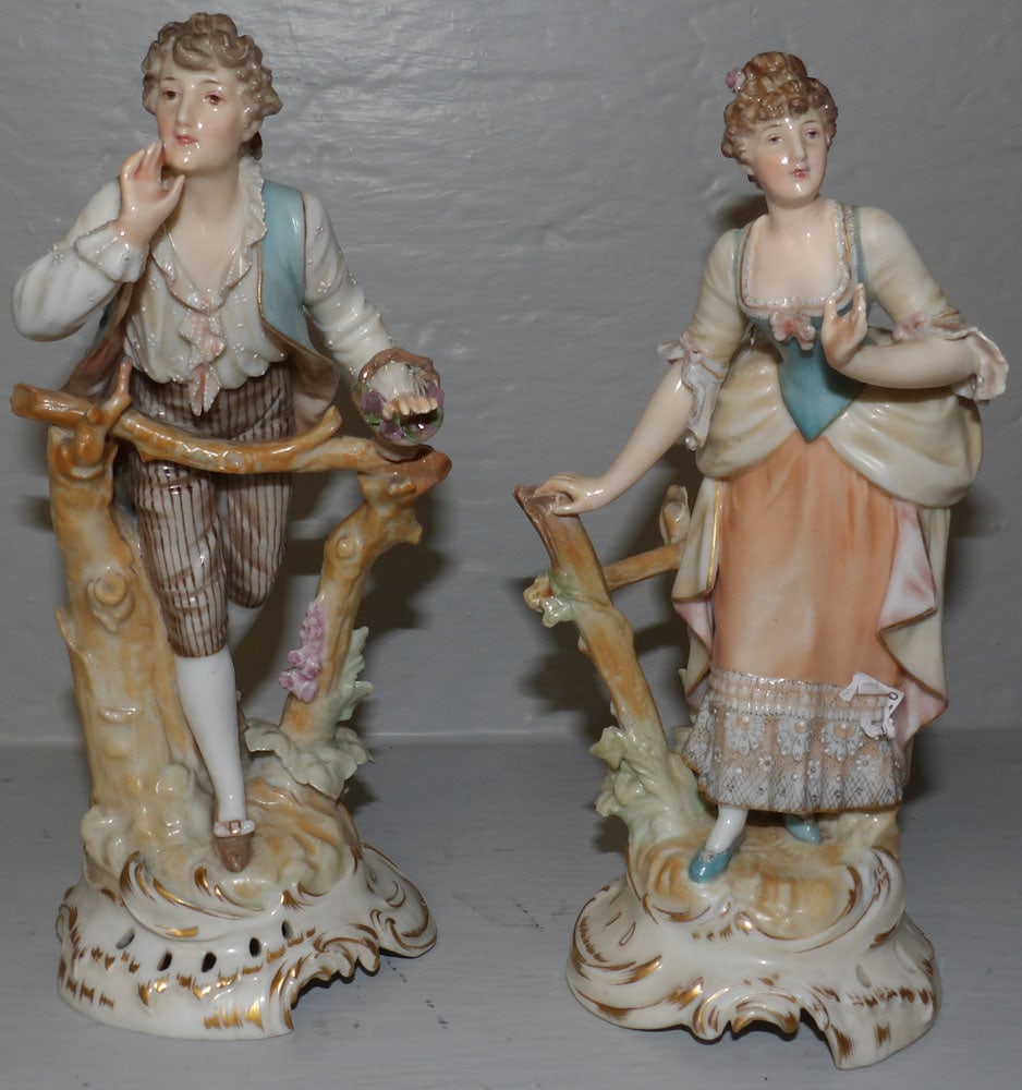 Two German Porcelain Figurines of Man & Woman (1 of 2)