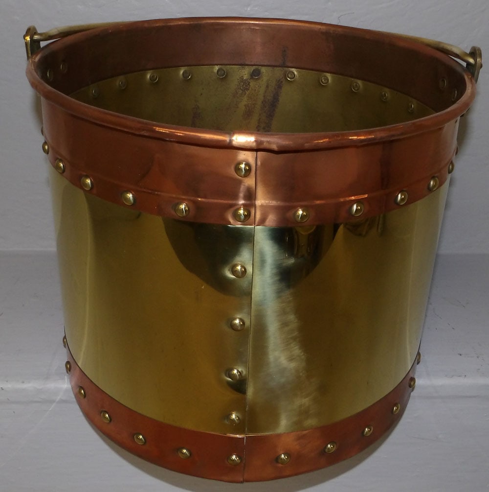 Polished Brass & Copper Bound Bucket (1 of 2)