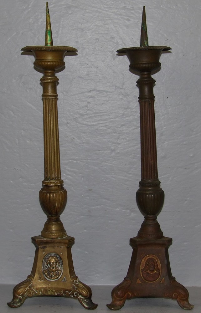 Pair of Antique Brass Pricket Sticks (1 of 5)