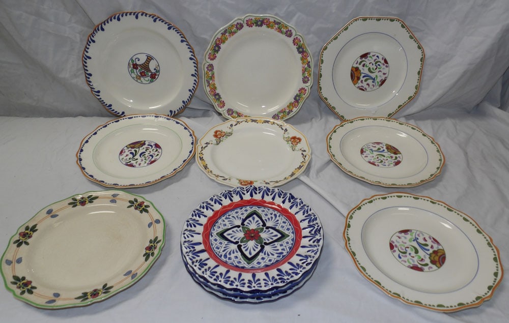 lot of painted porcelain plates: lot of painted porcelain plates. ALL DESCRIPTIONS AND ANY CONDITION STATEMENT GIVEN BY LANGSTON AUCTION GALLERY ARE STRICTLY OPINIONS AND LANGSTON'S SHALL HAVE NO RESPONSIBILITY FOR ERRORS OR OMISSION