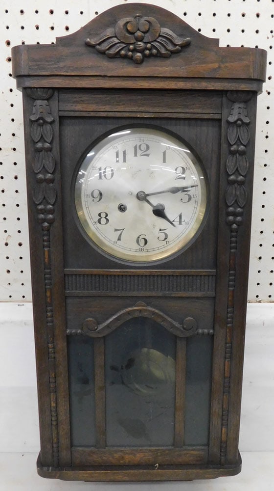 antique carved oak wall clock (1 of 7)
