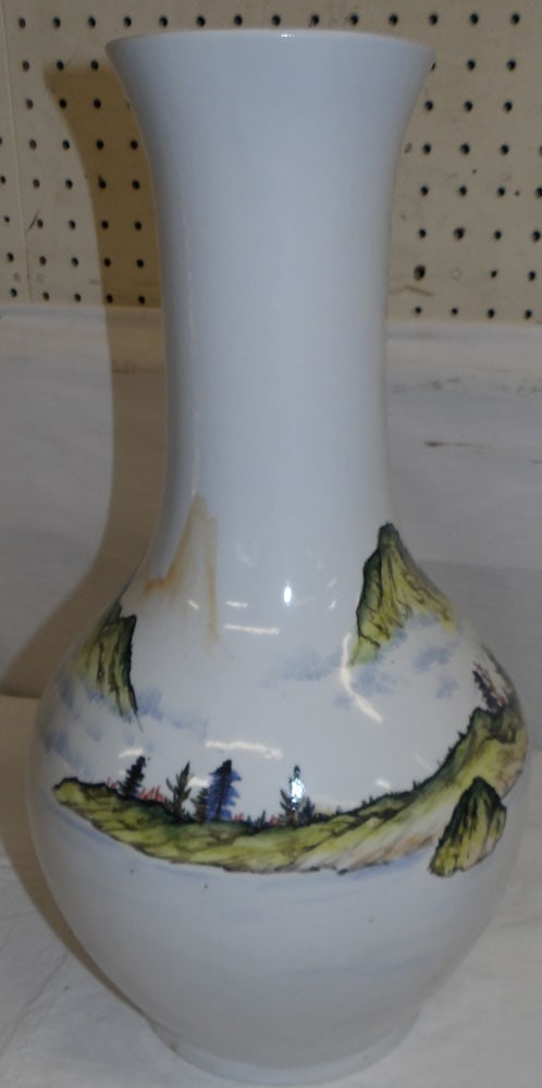 painted porcelain oriental vase signed with character marks (1 of 4)