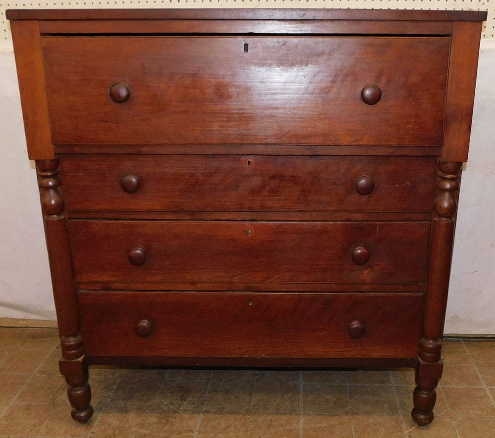 19th century cherry 4 drawer chest (1 of 6)
