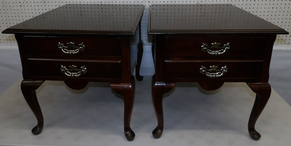 pair of cherry 2 drawer end tables (1 of 3)