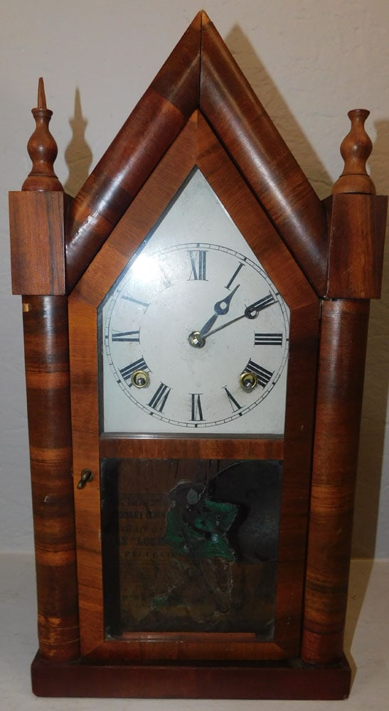 antique steeple walnut clock by Waterbury clock company (1 of 5)