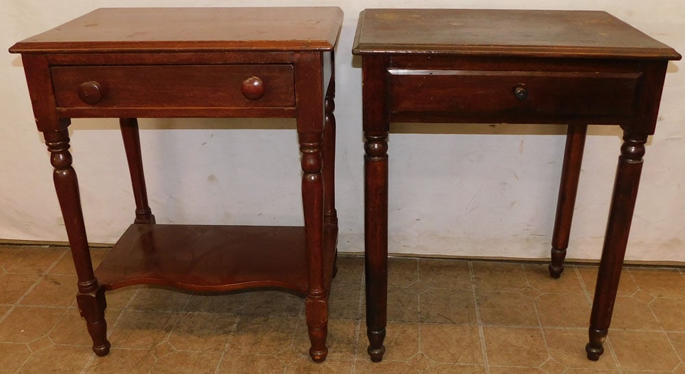 two antique cherry one drawer stands (1 of 4)