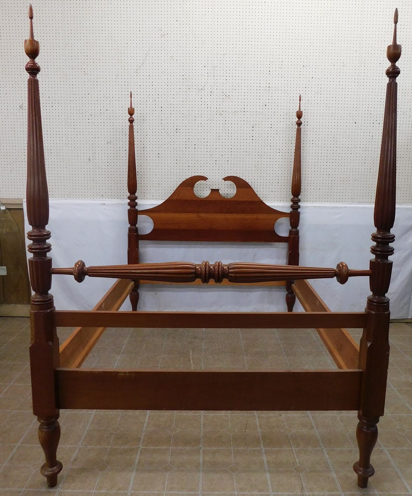 cherry four poster full size bed with rails (1 of 5)