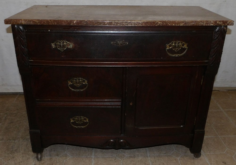 antique walnut marble top wash stand (1 of 6)