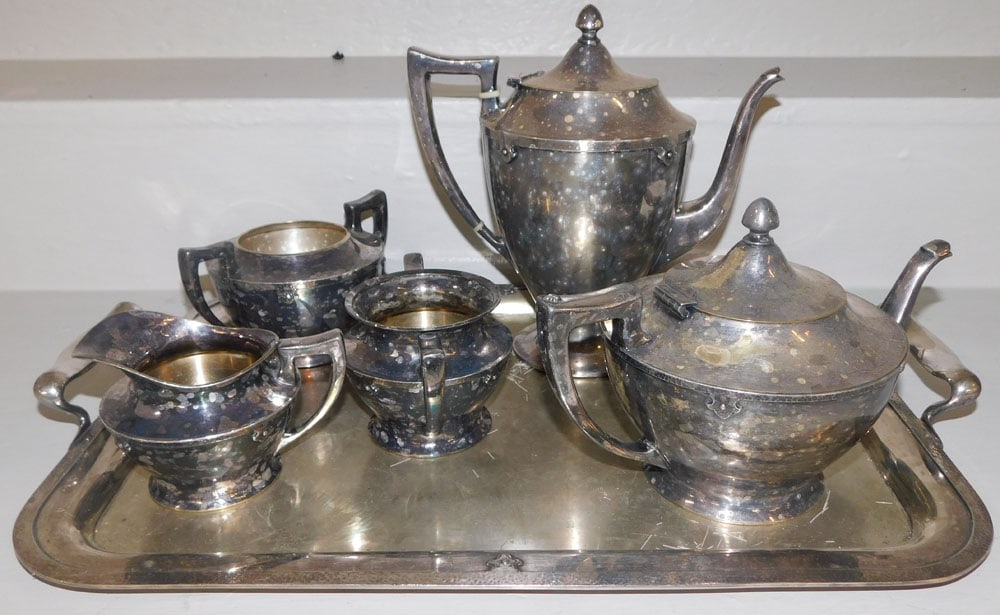 6 piece silver plated tea set (1 of 4)