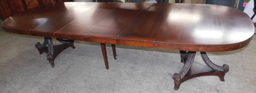 mahogany two pedestal dining table with four leaves (1 of 5)