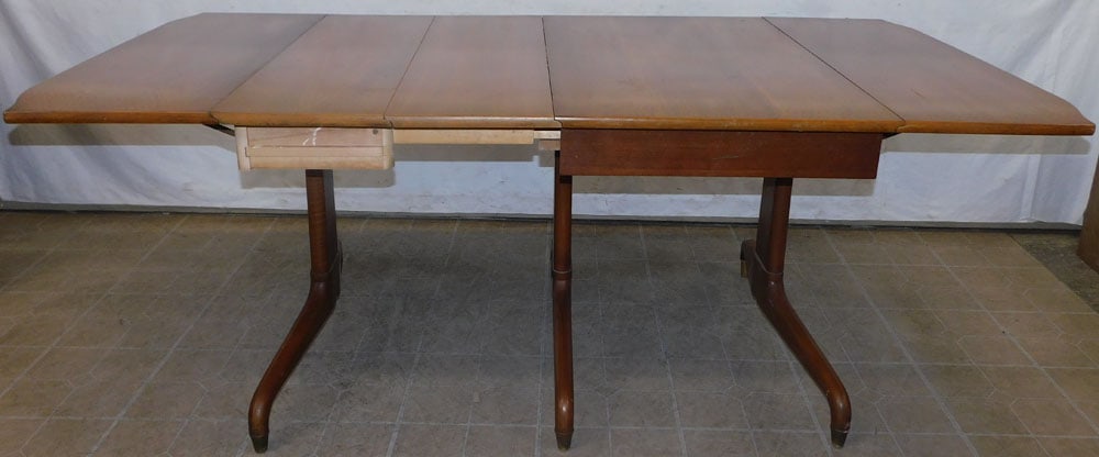 mid century modern cherry drop leaf dining table with two leaves (1 of 7)