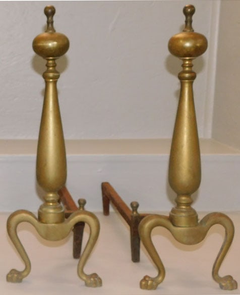 pair of antique brass andirons (1 of 4)