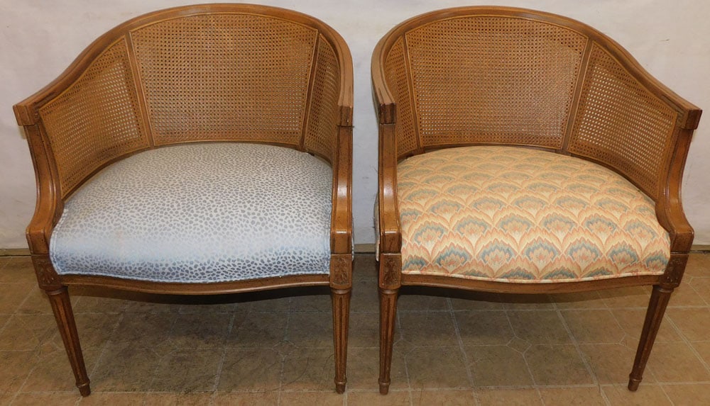 pair of cherry and cane back arm chairs (1 of 6)