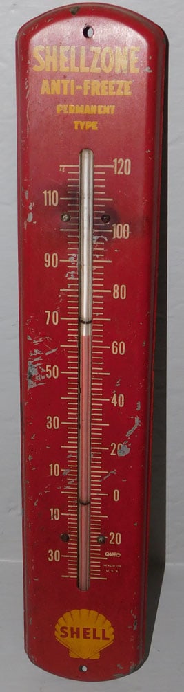 antique painted metal shell thermometer (1 of 3)