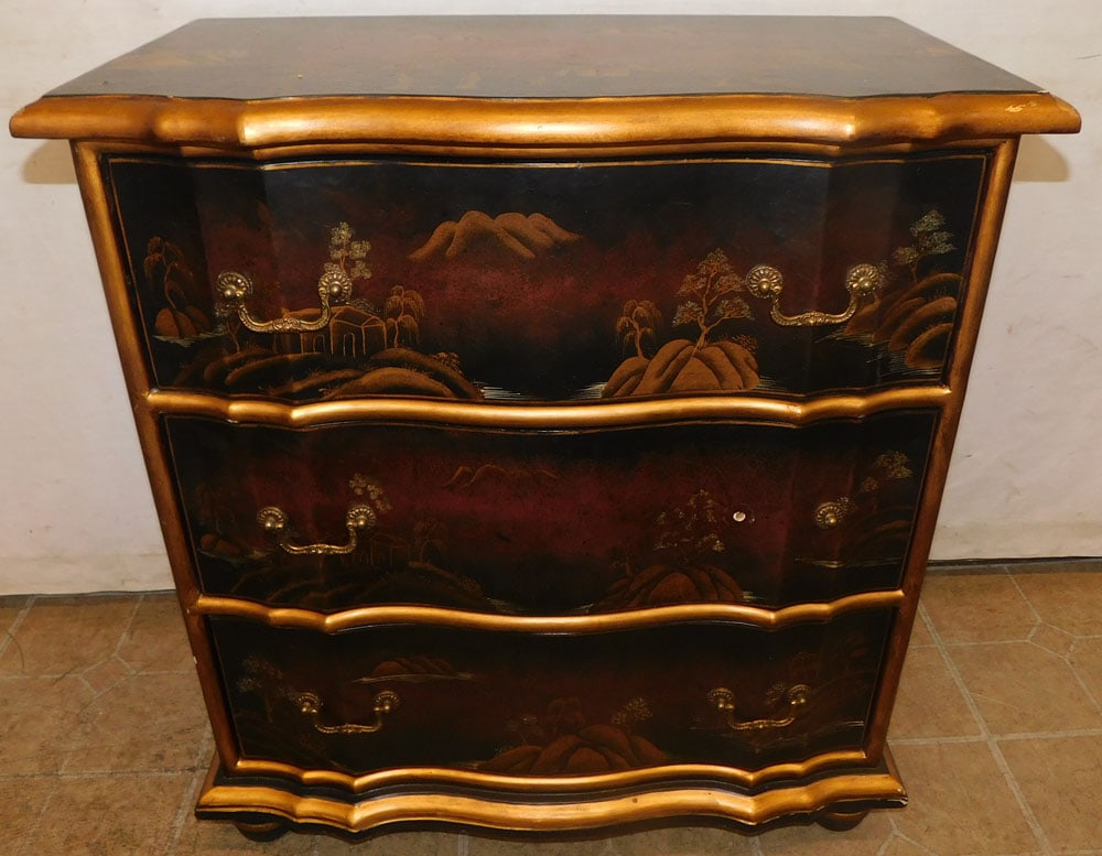 chinoiserie paint decorated three drawer chest (1 of 4)
