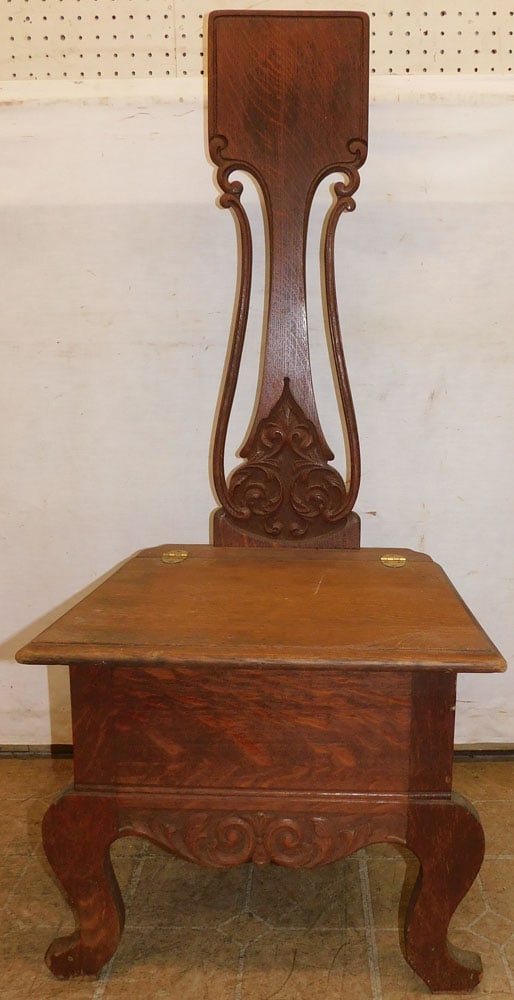 antique oak chair with lift top storage compartment (1 of 4)