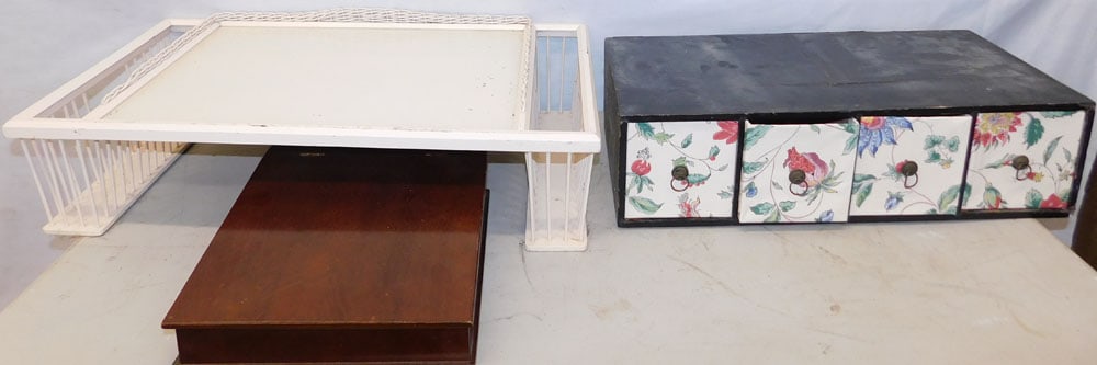 mahogany lap desk tv tray and 4 drawer table top chest (1 of 7)