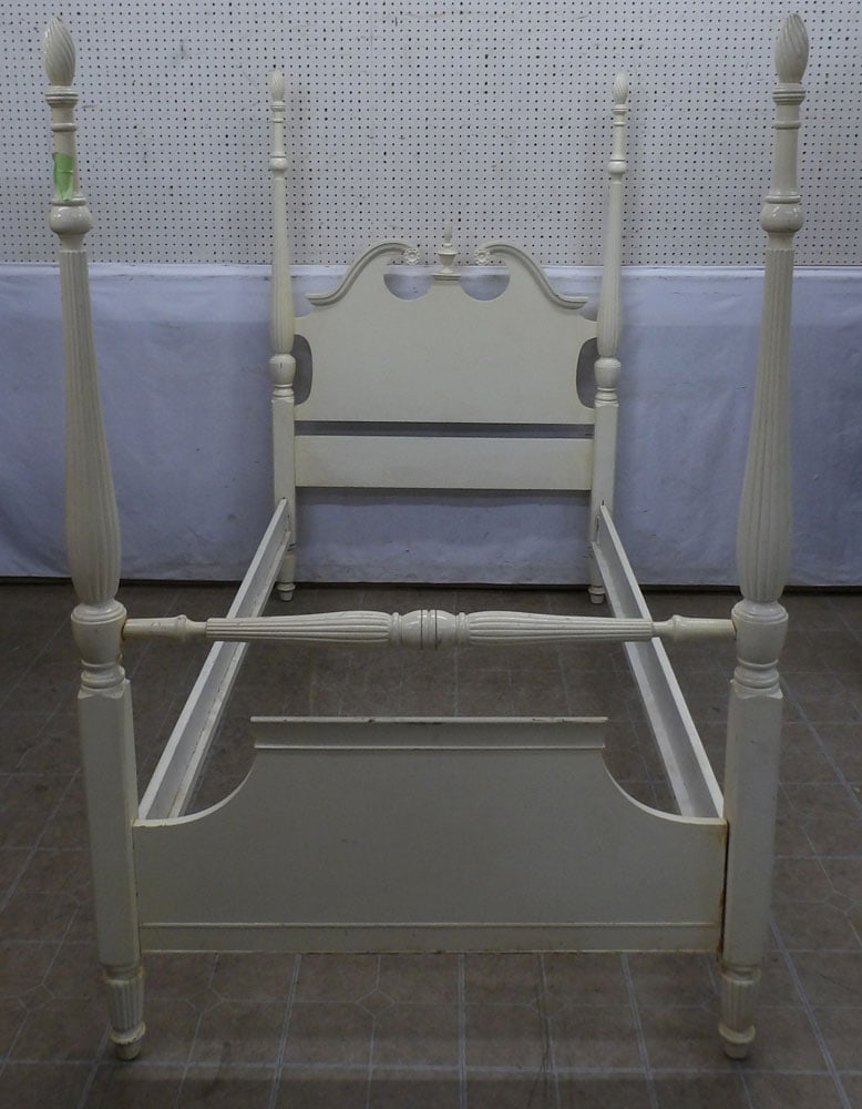 painted single bed with rails (1 of 2)