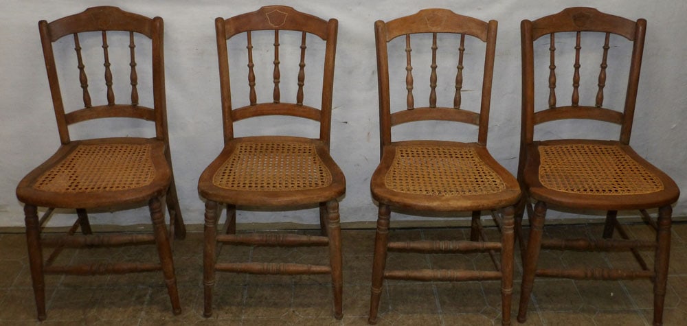set of 4 antique cane seat dining chairs (1 of 4)