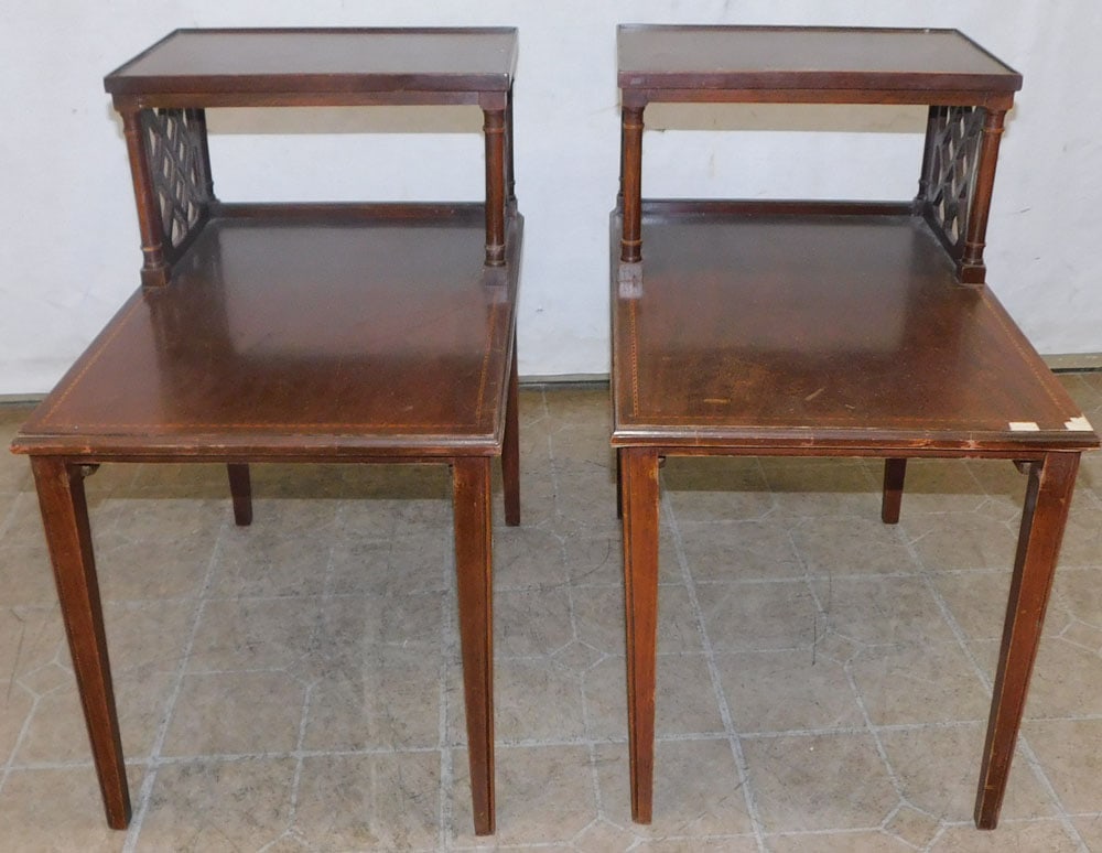 pair of mahogany step end tables (1 of 2)