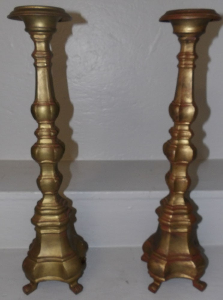 pair of cast brass candlesticks (1 of 4)