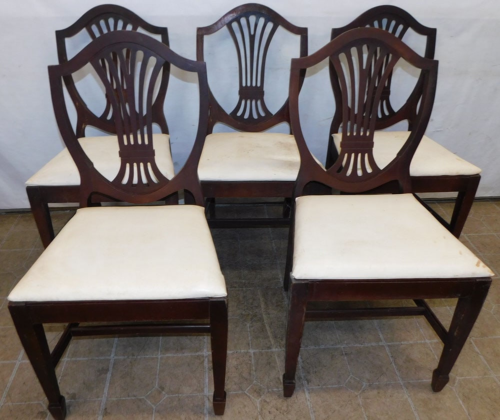 set of 5 shield back dining chairs (1 of 5)