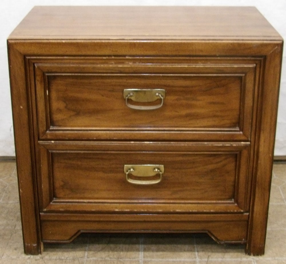 walnut mid century modern 2 drawer night stand (1 of 6)