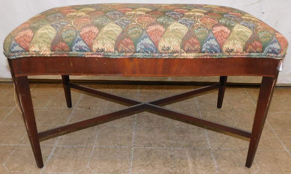 mahogany upholstered top bench (1 of 4)