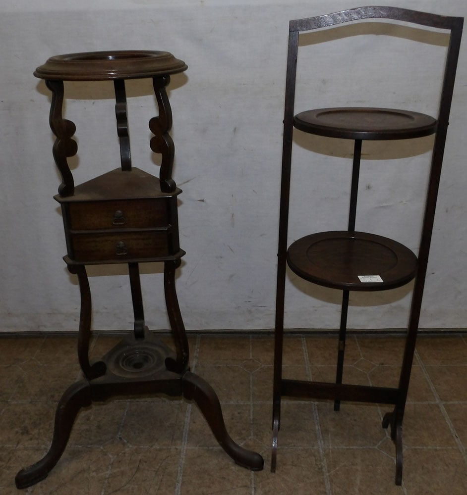 antique oak muffin stand and wig stand (1 of 4)