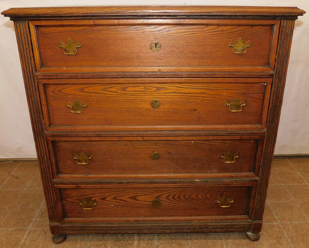 antique oak four drawer chest (1 of 6)
