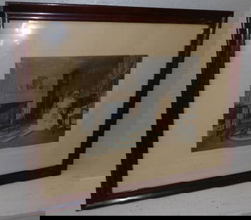 Wallace nutting frame print: Wallace nutting frame print. 24 1/2" x 20 3/4" ALL DESCRIPTIONS AND ANY CONDITION STATEMENT GIVEN BY LANGSTON AUCTION GALLERY ARE STRICTLY OPINIONS AND LANGSTON'S SHALL HAVE NO RESPONSIBILITY FOR ERRO