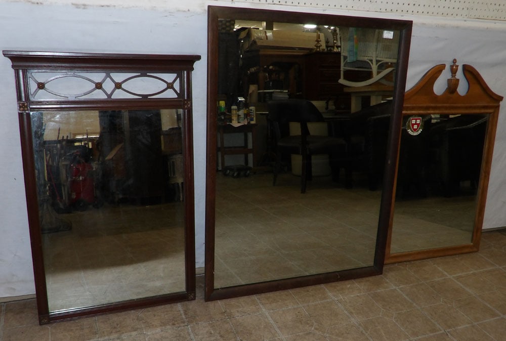 3 frame mirrors: 3 frame mirrors. Up to 32 1/4" x 42 3/4" ALL DESCRIPTIONS AND ANY CONDITION STATEMENT GIVEN BY LANGSTON AUCTION GALLERY ARE STRICTLY OPINIONS AND LANGSTON'S SHALL HAVE NO RESPONSIBILITY FOR ERRORS OR 