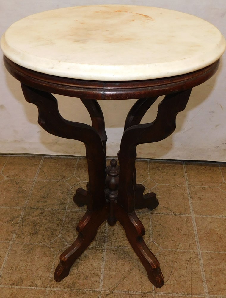 antique walnut marble top stand (1 of 4)