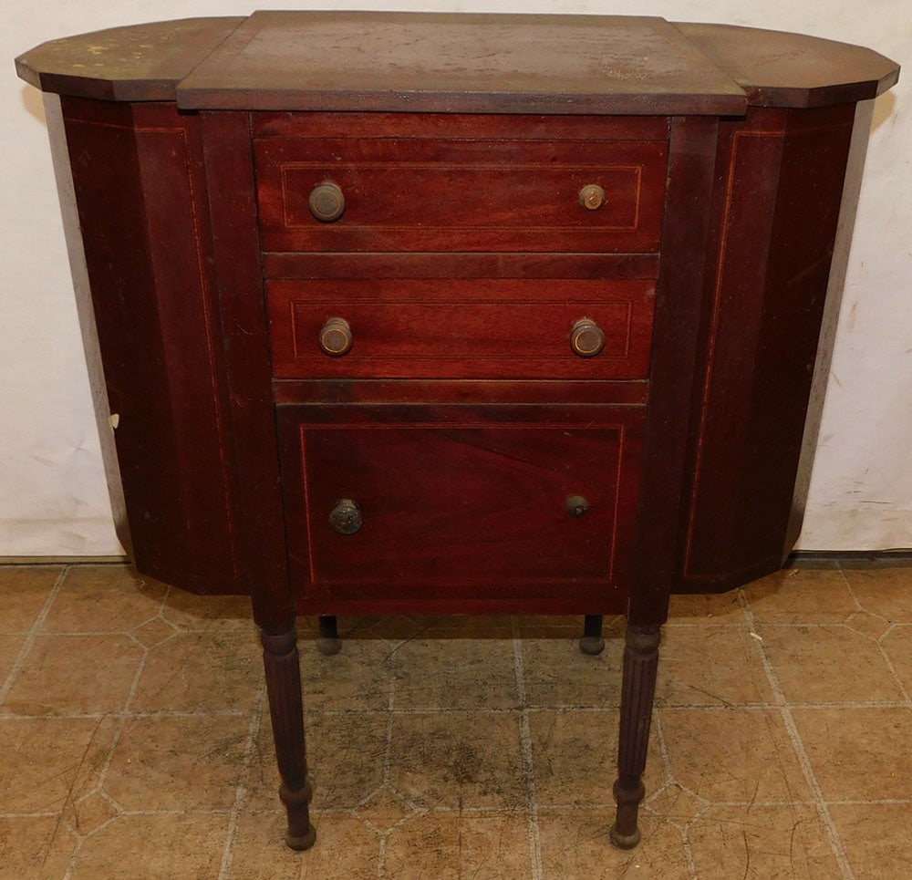antique mahogany inlay Martha Washington sewing stand (1 of 6)