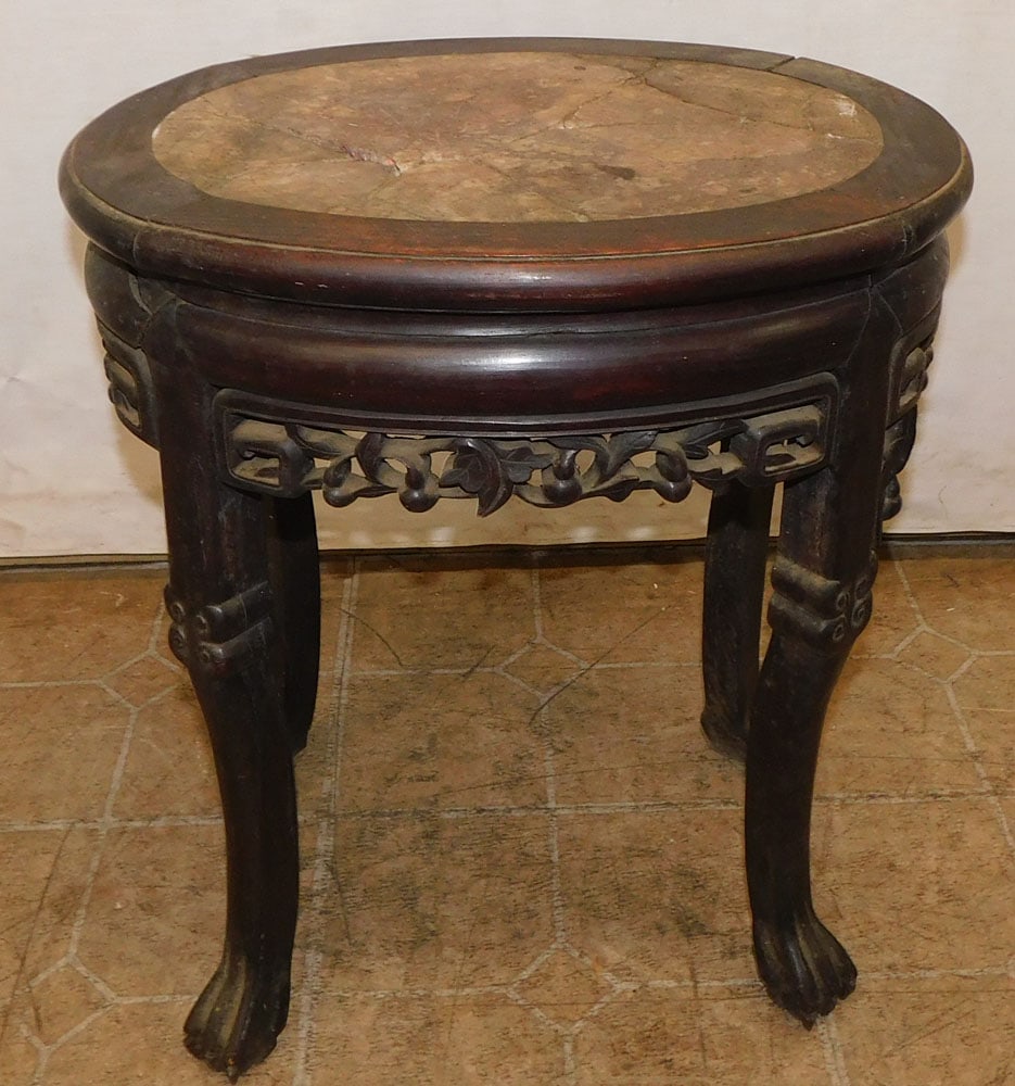 antique rosewood marble top plant stand (1 of 5)