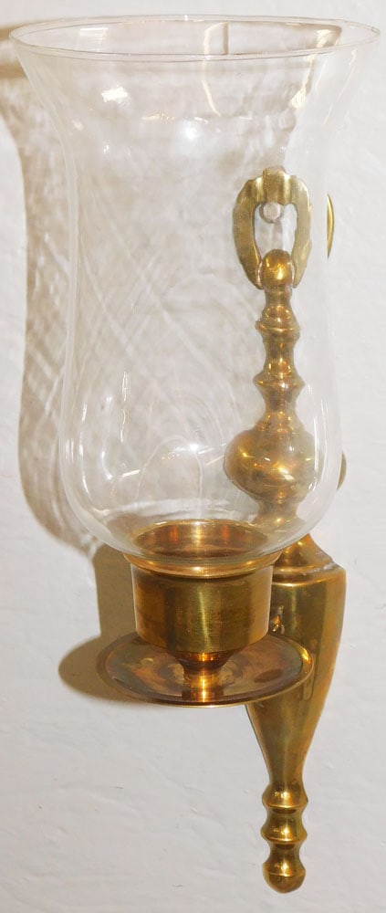 Cast Brass Single Light Wall  Sconce with Glass Hurricane Shade (1 of 3)